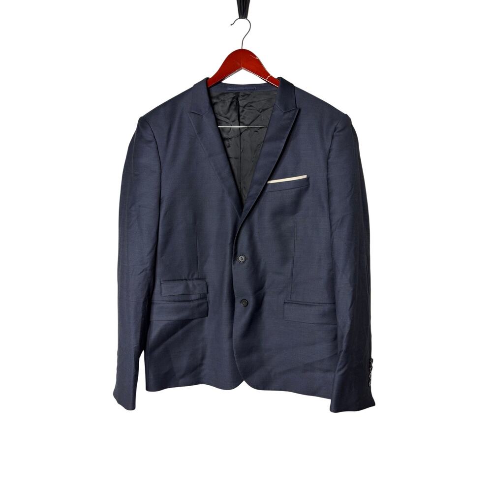 THE KOOPLES Dark Blue Blazer Sportscoat Fitted Mens Wool Coat Jacket sz 54 US 44